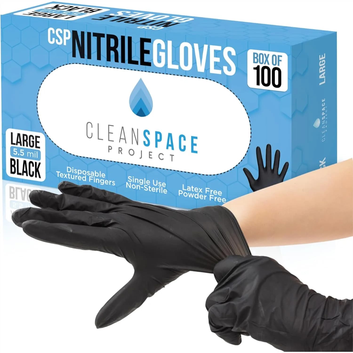 Guanti da Cucina in Nitrile Nero, Resistenti 5.5 Mil, Monouso per Alimenti, Senza Lattice e Senza Polvere per Cucina