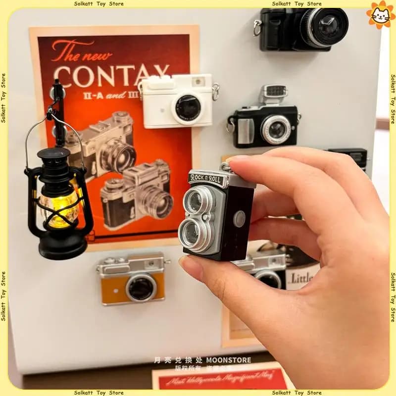 Mini fotocamera retrò magneti per frigorifero lampada portatile classico DSLR giocattoli in miniatura luce magnetica emit porta d'ingresso decorazioni per la casa regali