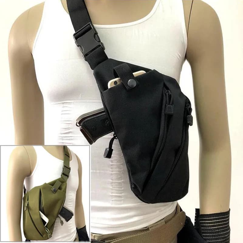 Hidden multifunctional tactical gun bag, right left mesh, Nylon shoulder bag, anti-theft bag, chest bag, hunt