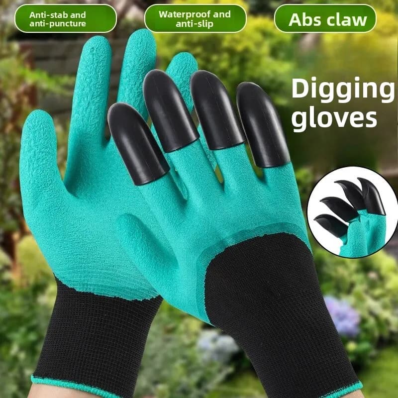 Horticultural Gloves with Claws, Garden Vegetable Flower Planting Digging Latex Gloves, Stab Resistant Protective Rubber Gloves
