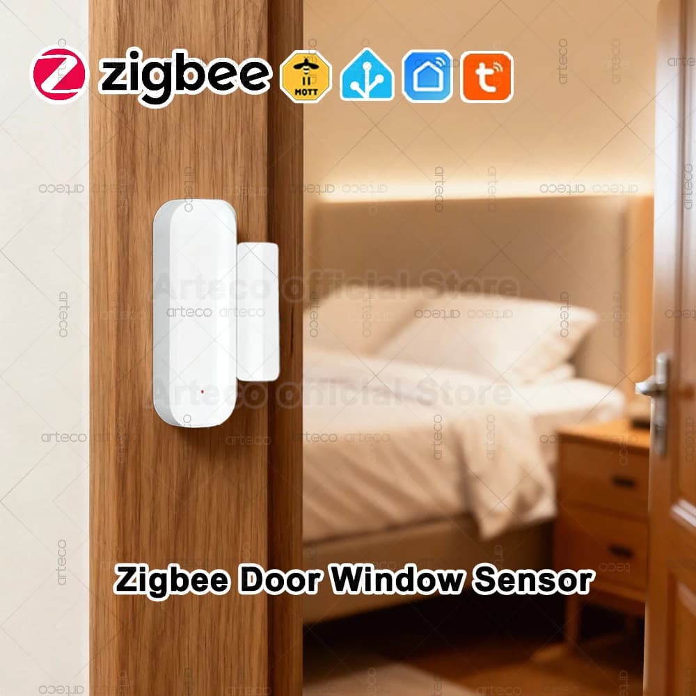 Tuya Zigbee Sensore porta Sensore di contatto finestra Rilevatore aperto chiuso Antifurto Sicurezza domestica intelligente Proteggi, funziona con Smart Life Z2M