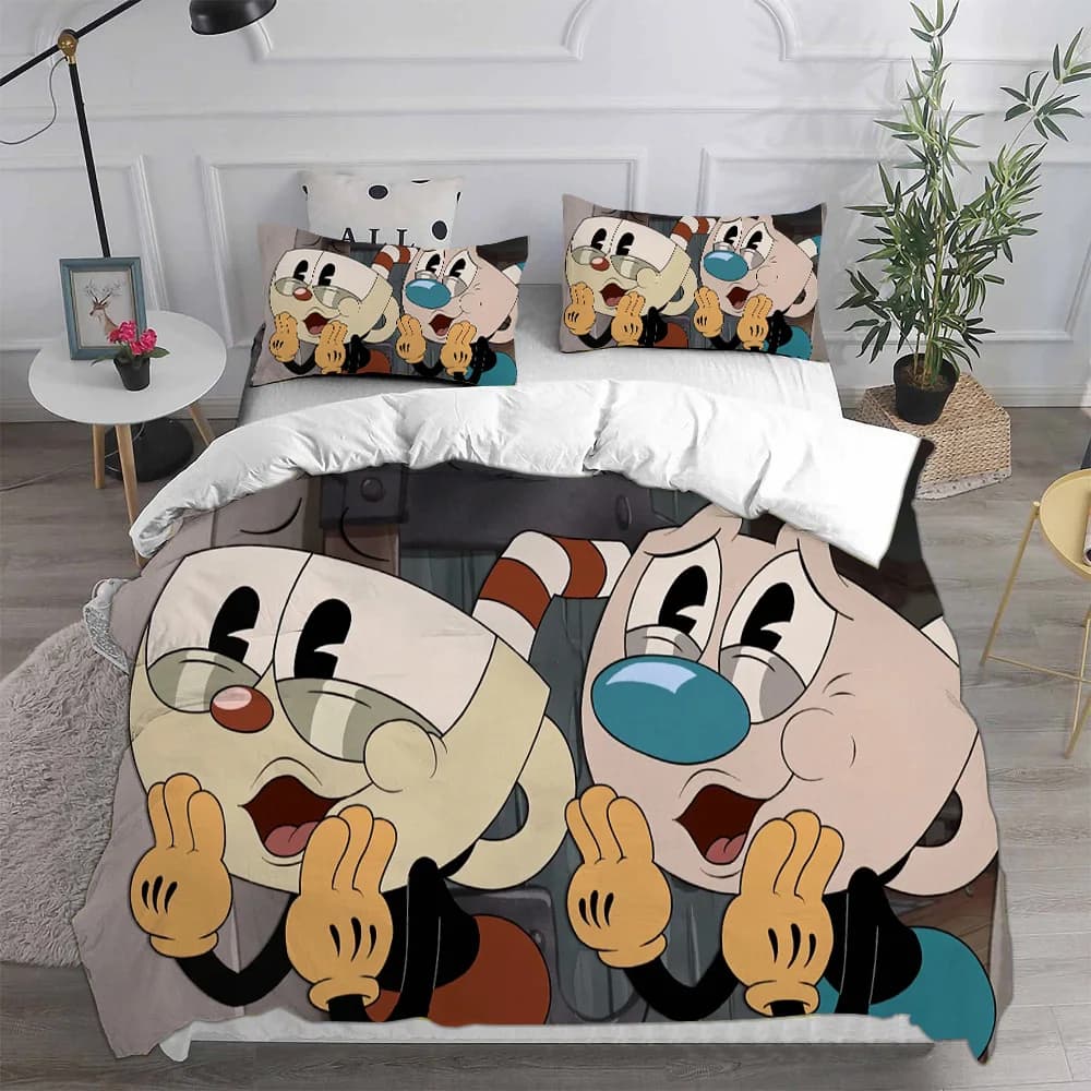 New 3D Printing Game Cartoon Cuphead Bed linen set Quilt quilt cover Federa 2-3 pieces Set Children Adult size
