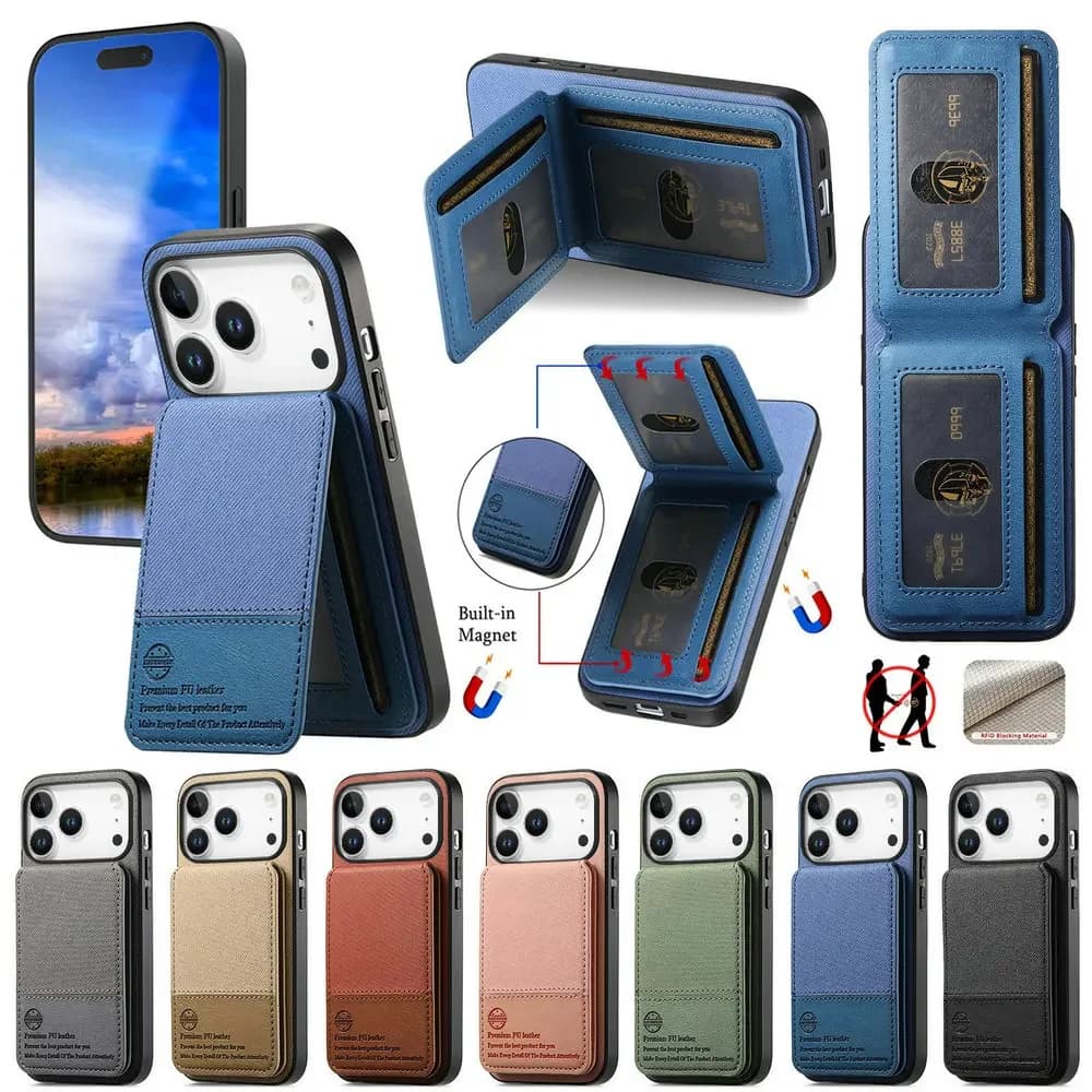Custodia per telefono posteriore con carta in pelle con blocco RFID per iPhone 17 Custodie Air Cover IPhone 17 16E 15 14 13 12 11 Pro Max Custodia protettiva