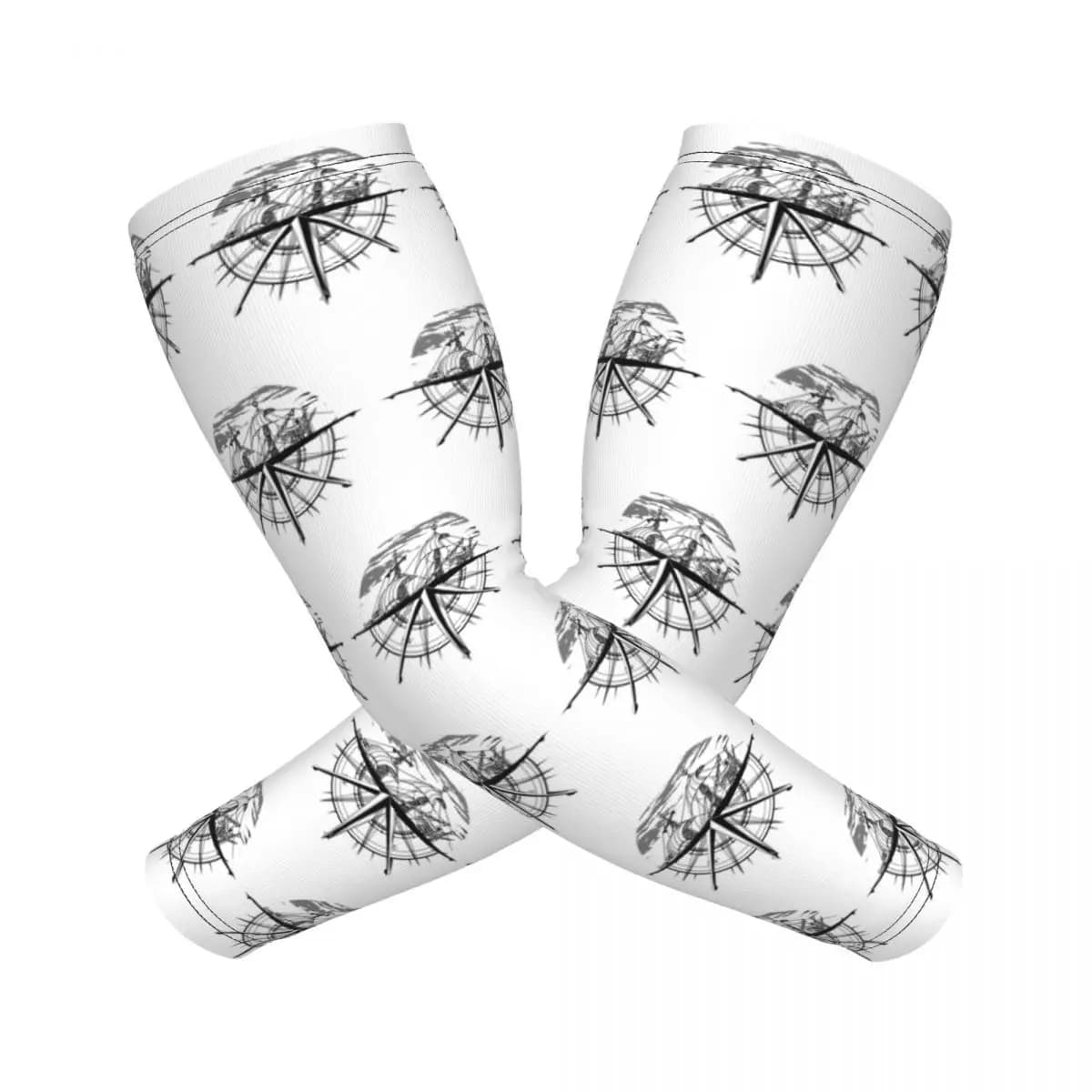 Nautical Compass Captain Anchor Boat Arm Sleeves Men Women Sun UV Protection Tattoo Cover Up Sports Cooling Cycling