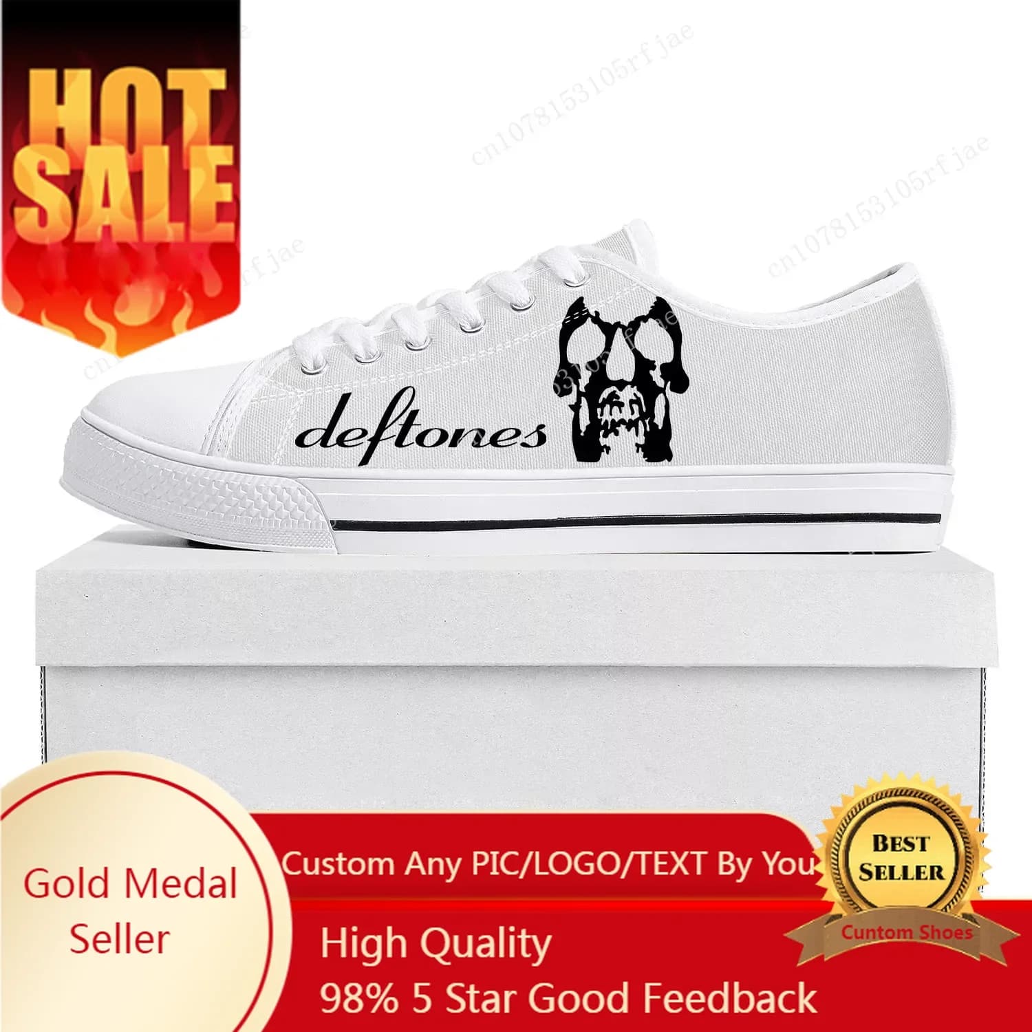 Deftones Rock Band Sneakers basse Uomo Donna Adolescente Tela Scheletro Coppia Scarpe Pop Sneaker Scarpa personalizzata