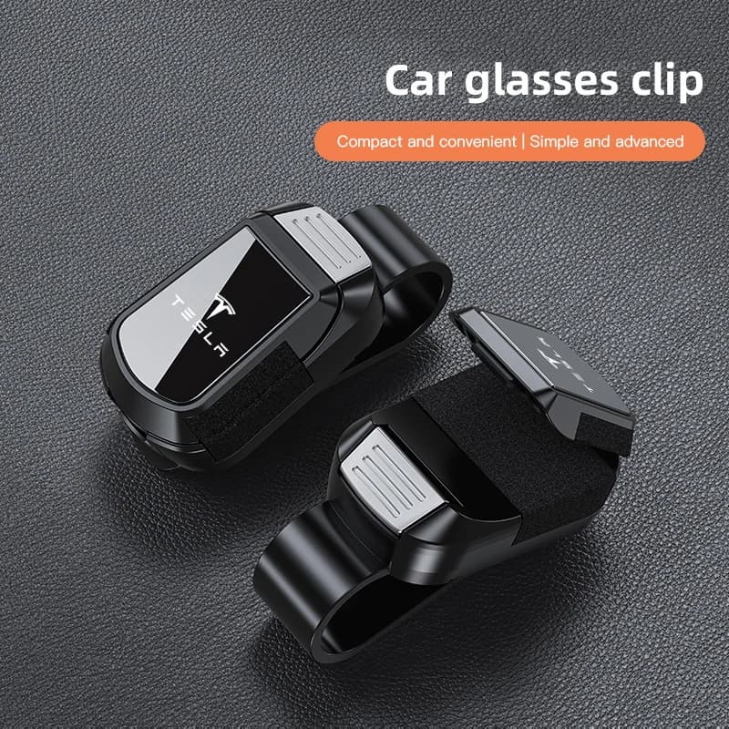Clip Porta Occhiali in Camoscio per Visiera Parasole Auto, Supporto per Occhiali da Sole, Clip di Stoccaggio per Tesla Model 3 Y S X Cybertruck, Accessorio Giocattolo SpaceX