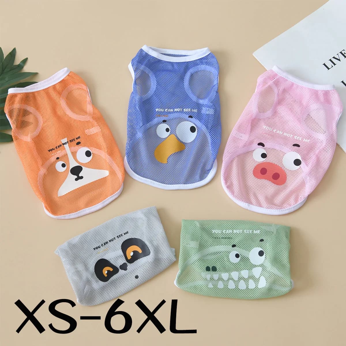 Dog Clothes Spring and Summer Cool Mesh Vest Large and Small Dog Generic Corgi Lightweight Breathable Cartoon Printed Vest