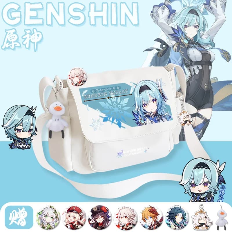 Fashion Anime Eula Xiao Cos borse a tracolla Genshin Impact Focalors Cosplay School Bags zaino antico per studenti Casual Large