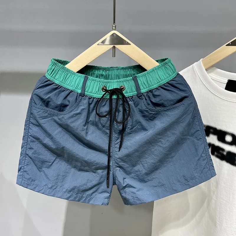 Men's Casual Shorts for Running and Beach, Fast Drying, With Colorful Belt, Breathable Swimsuit for Summer