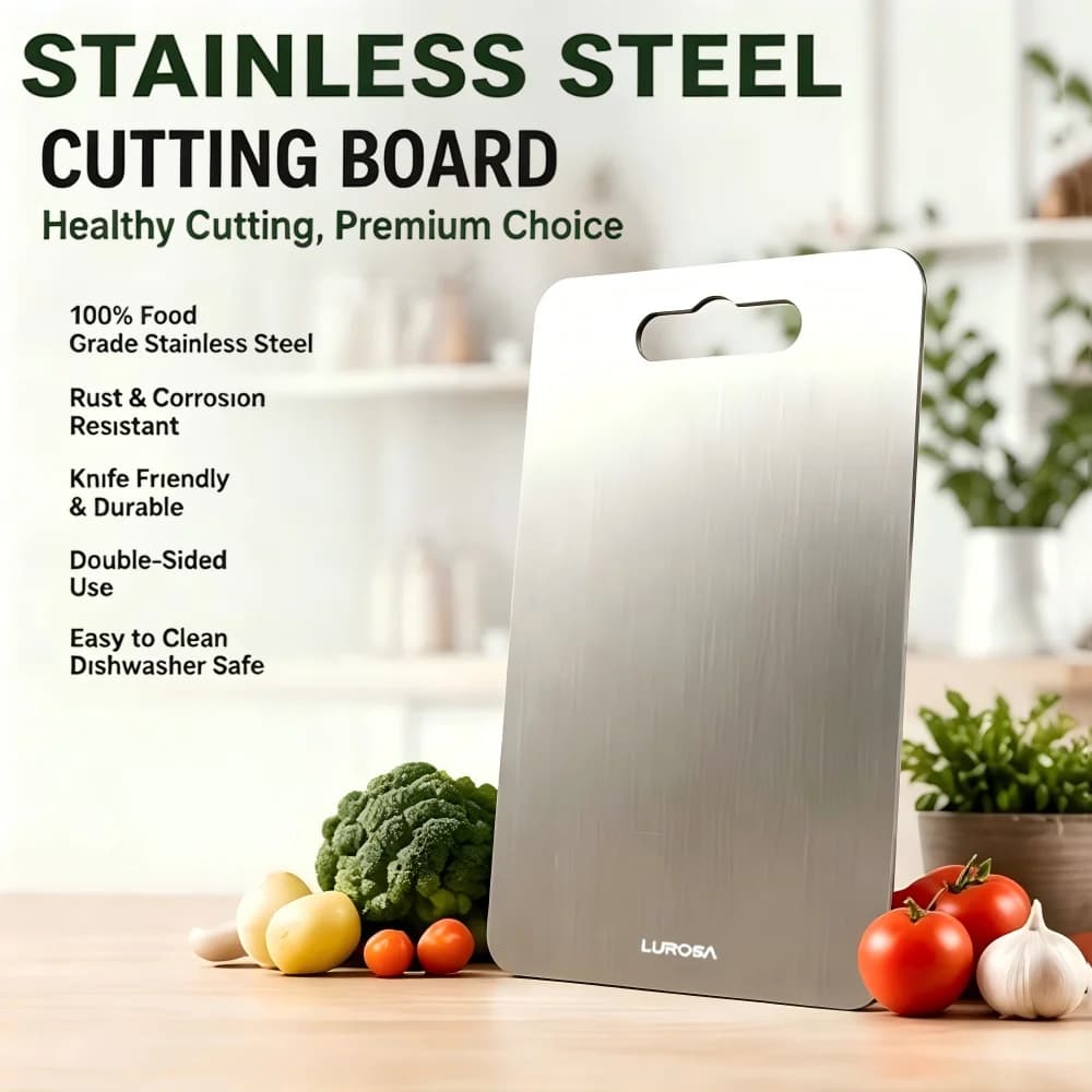 100%Edelstahl Cutting Board – Knife-Friendly, Dual-Sided, Durable & Easy to Clean – Perfect for Fruits, Meat & Vegetables