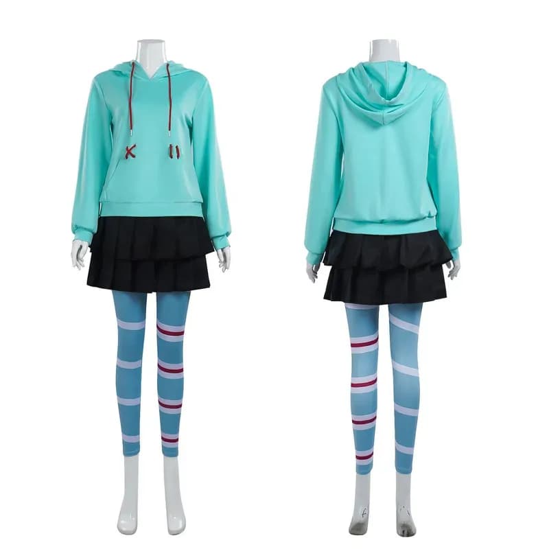 Daily Clothing Anime Vanellope Von Schweetz Costume Cosplay Hoodie Uniform Comic skirt with Halloween costumes for women Girls 5ftu^