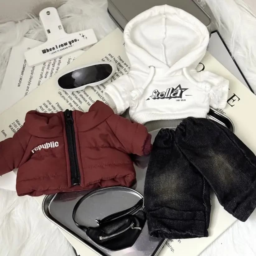 20 centimetri 30 centimetri Vestiti per le bambole Giacca di cotone Felpa con cappuccio Pantaloni Borsa in pelle Occhiali da sci Vestito di pezza Accessori per bambole Anime Giocattolo per bambini