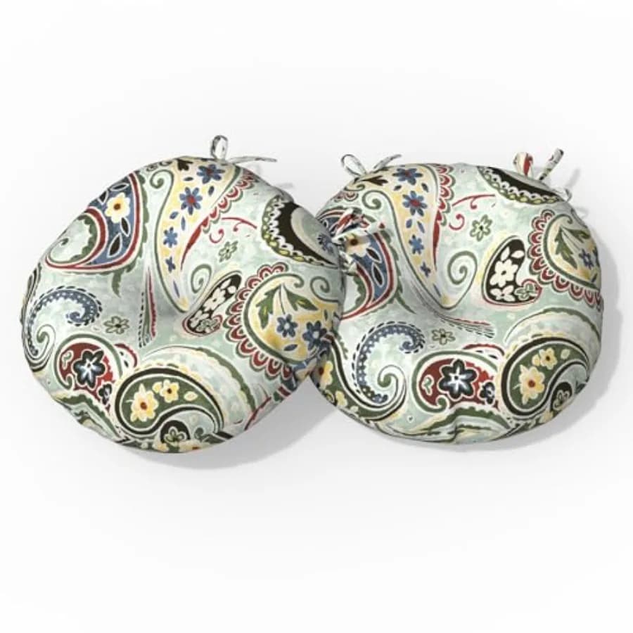 Cuscino per sedia da bistrot da esterno per mobili da giardino, set di 2 cuscini rotondi impermeabili, cuscini trapuntati per sedie da patio con