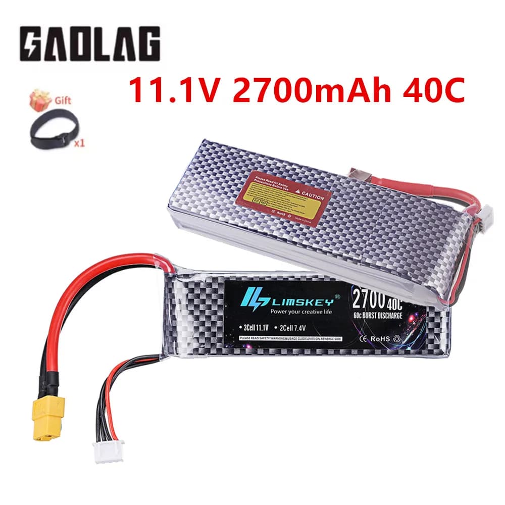 Batteria Lipo 3S 11,1 V per 2700 mAh 40C con spina T/XT60 per aereo RC Quadcopter Drone FPV Barca Elicottero