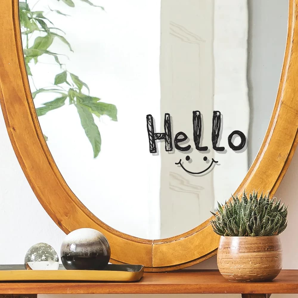 Ciao volto sorridente Adesivi murali camerette per bambini Adesivi specchio autoadesivi Camera da letto Ingresso Soggiorno Portico Decorazioni per la casa