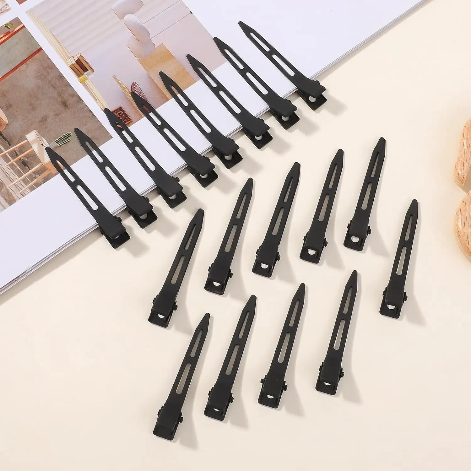 Capelli Vuoi clip d'aria Clip a becco d'anatra in metallo Clip a anatra da 2,2 pollici per capelli Forcine per capelli arricciate a punta singola con fori Fermagli per capelli a becco d'anatra