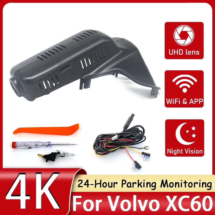Auto DVR Wifi 4K Dash Cam Video Recorder Camera Original For Volvo XC60 D4 Deluxe 2014 2015 2017 UHD 2160P Hidden Dashcam