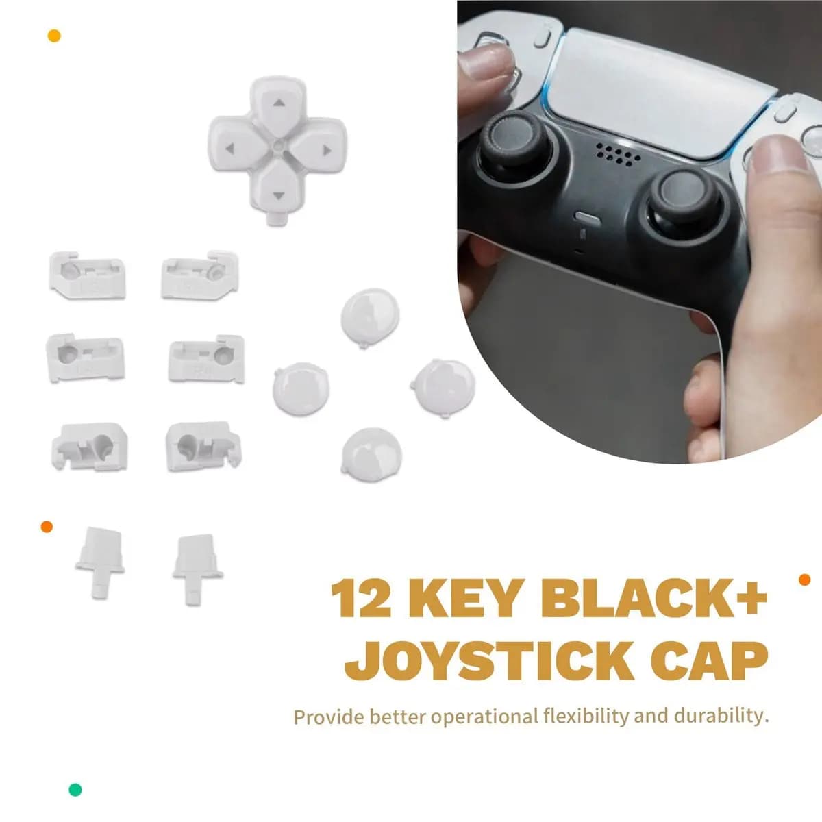 Kit Micro-Switch Tattile Ergonomico A41T 20X con Trigger Rapido e Cappuccio Joystick per Controller PS5 BDM-030/040/050 12 Tasti Click B