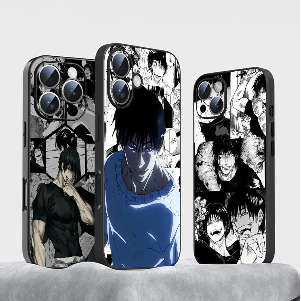 Toji fucsia cool anime man modello cassa del telefono per iPhone 16 16e 15 14 13 12 11 Plus Mini Pro Max morbida copertura antiurto nera