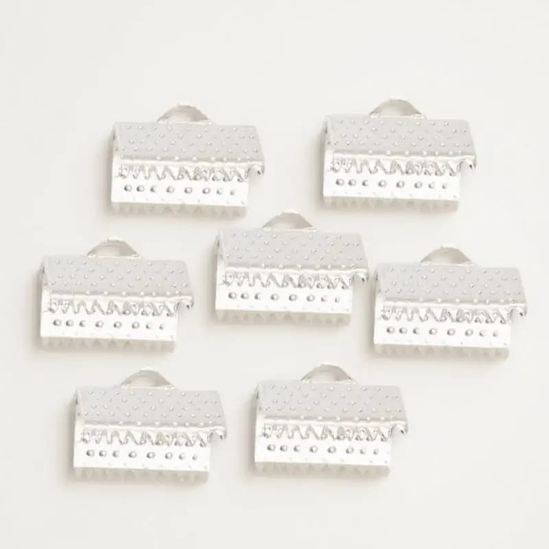 100 Pezzi Terminali a Crimpare in Metallo Argentato da 1 cm per Creazione Gioielli, Collane, Bracciali, Fai da Te, Artigianato, Terminali per Cordoncini