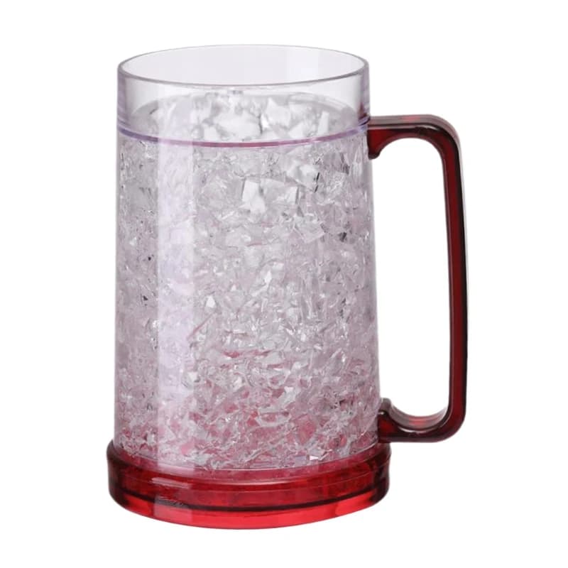 Boccale da birra ghiacciato per congelatore Bicchiere da vino trasparente rinfrescante Bicchiere da birra gelido a doppia parete