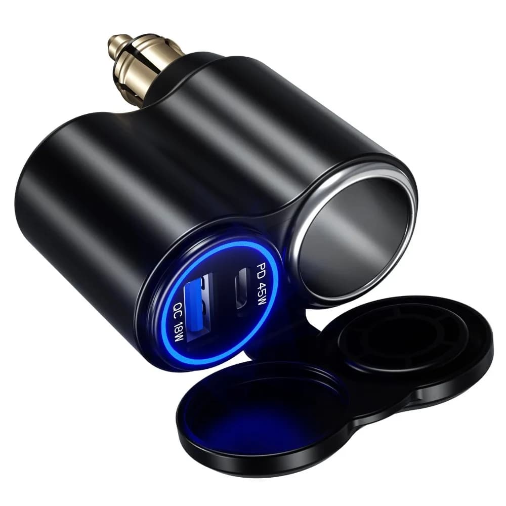 Spina Din Hella per moto a QC 18W e PD 45W Caricatore USB tipo C e presa accendisigari per moto BMW Ducati Triumph