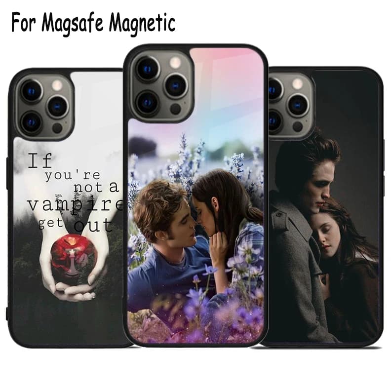 Custodia per telefono con ricarica wireless TV Twilight Bella Edward per iPhone 17 Air 15 16 16e 14 13 11 12 Pro Max Plus, Cover Magnetica Magsafe