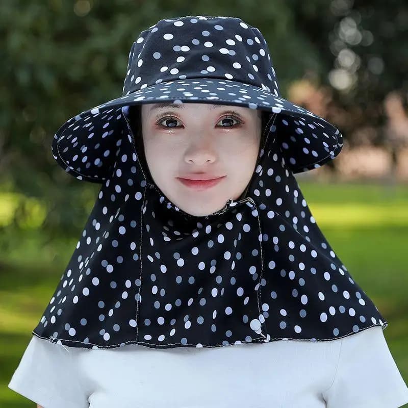 Women's Outdoor Sun Protection Hat Tea Picking Cap Spring Summer UV Protection Face Cover Windproof Sunshade Cap