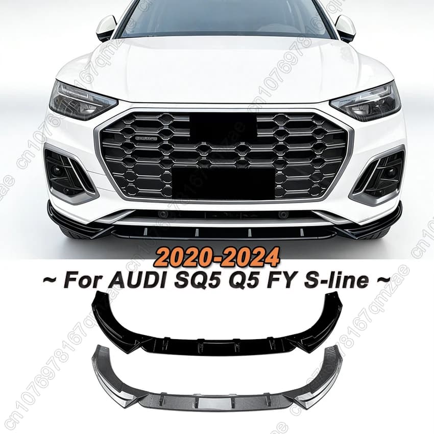 3PCS Car Front Bumper Lip Spoiler Splitter Diffuser For AUDI SQ5 Q5 FY S-line 2020-2024 Guard Cover Body Kits Auto Part