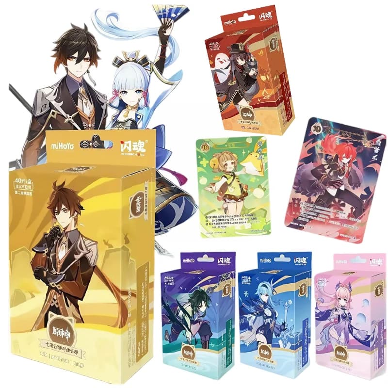 Ufficiale autentico Genshin Impact invasione gioco di carte da battaglia personaggio Hu Tao Zhongli regalo periferico carta giocattolo scatola originale