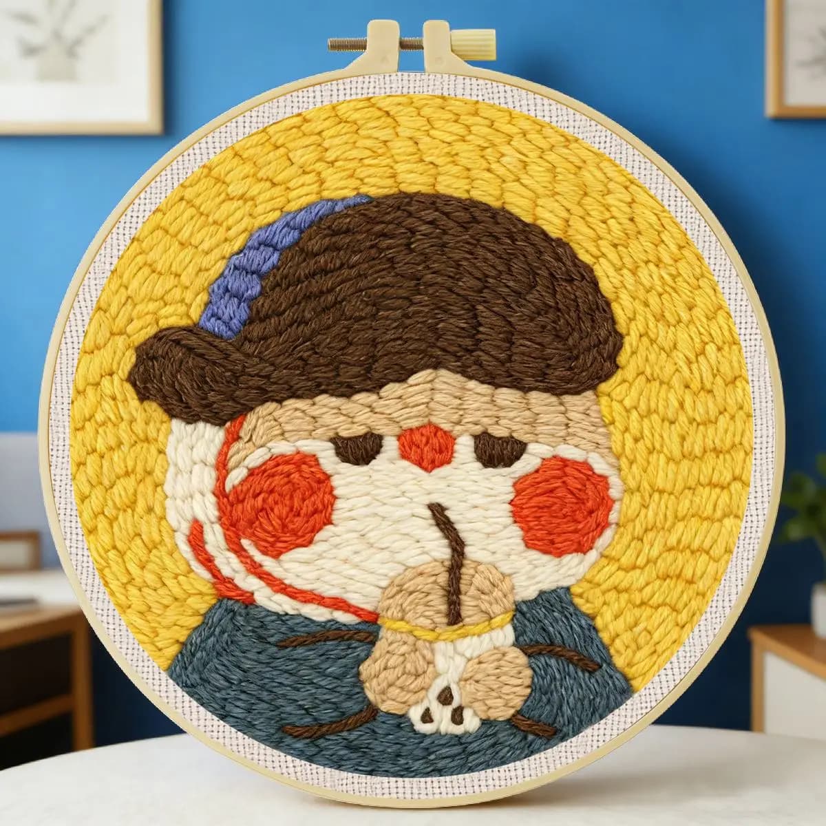 Kit per ricamo punch needle con animali 20x20 cm/7,87 pollici, set per ricamo a punto uncinetto, ricamo fatto a mano, regalo fai da te, decorazione per la casa