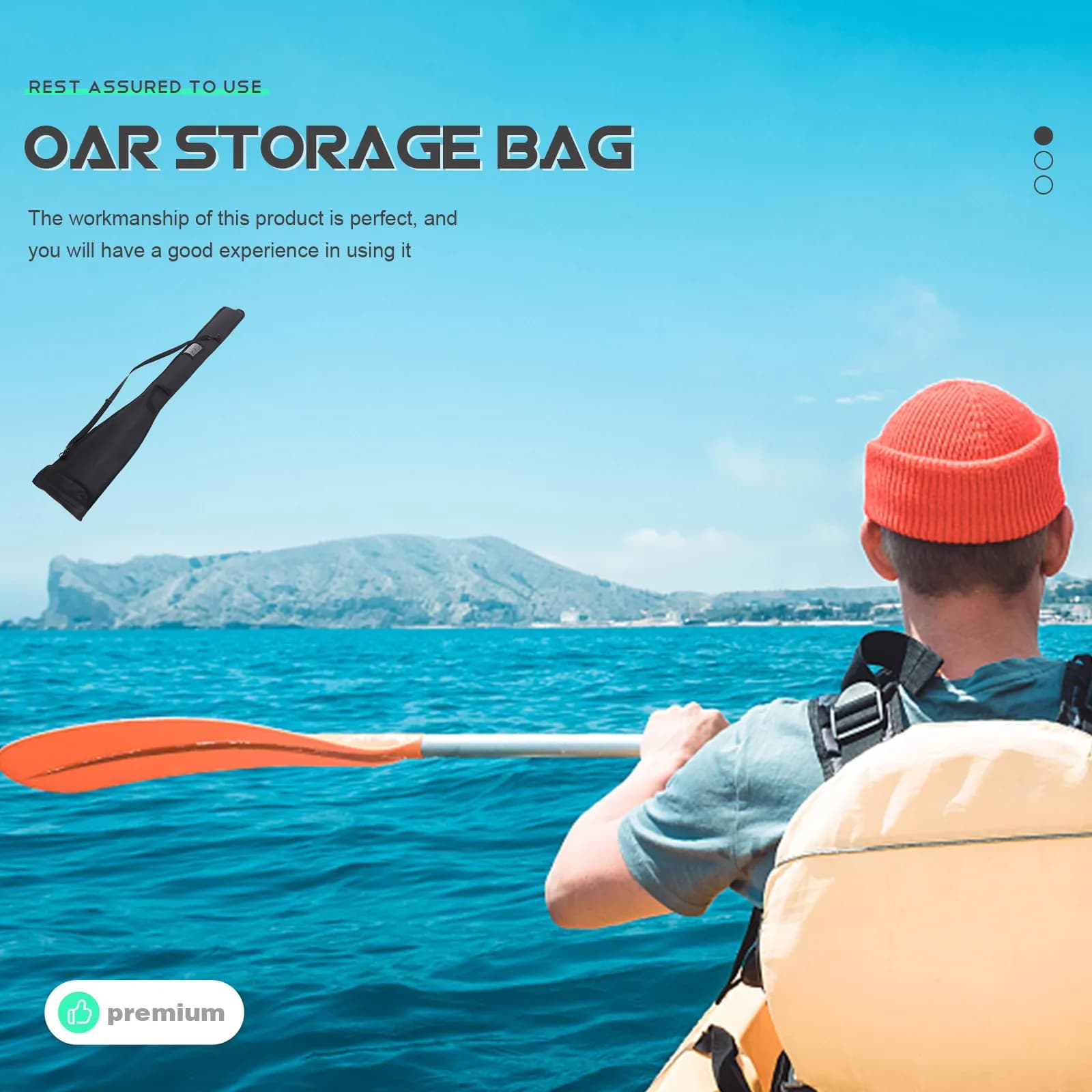Borsa Nera per Paddle Board con Tracolla Regolabile, Leggera e Pieghevole, per Conservazione di Pagaie da Kayak e Canoa, Resistente all'Acqua