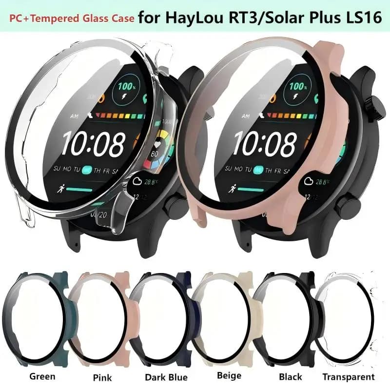 PC + Custodia in vetro temperato per HayLou RT3/Solar Plus LS16 Protezione schermo Custodia protettiva per paraurti per accessori RT3