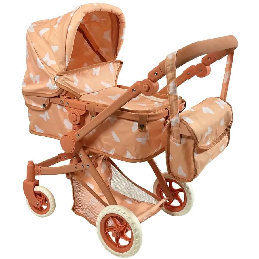 Passeggino Combo per Bambole per Bambine di 3 Anni e Oltre, Giocattolo Passeggino per Bambole, Carrozzina Pieghevole Regolabile per Bambole