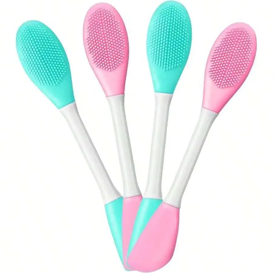 Set di 4 Spazzole Esfolianti in Silicone per il Viso, 2 in 1, Spazzola Premium per Pulizia Profonda dei Pori, Esfoliazione Delicata
