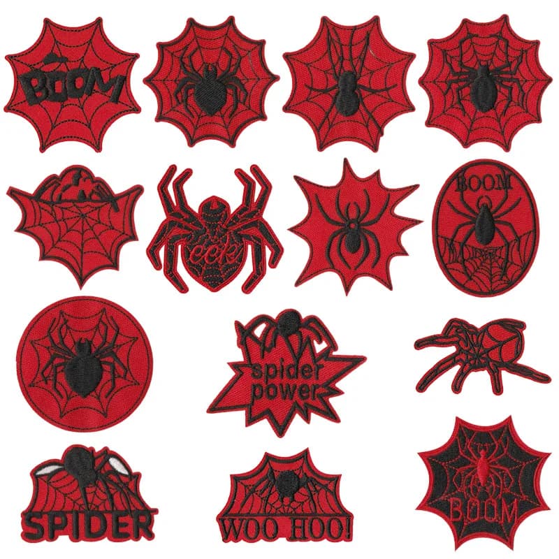 1 Pezzo Patch Decorativo Cartoon Ricamato con Ragno Rosso, Applicazione Termoadesiva per Vestiti, Cappelli, Fai da Te, Distintivi per Zaini