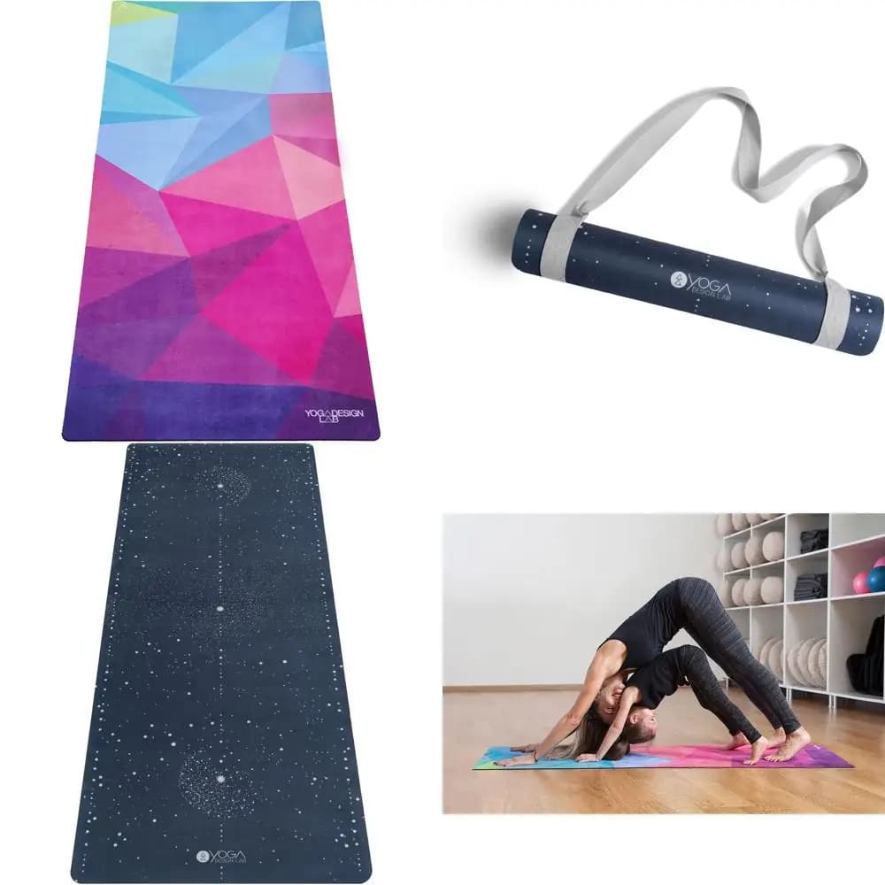 Colorful yoga mat for children of ecological support to play and exercises with shoulder strap