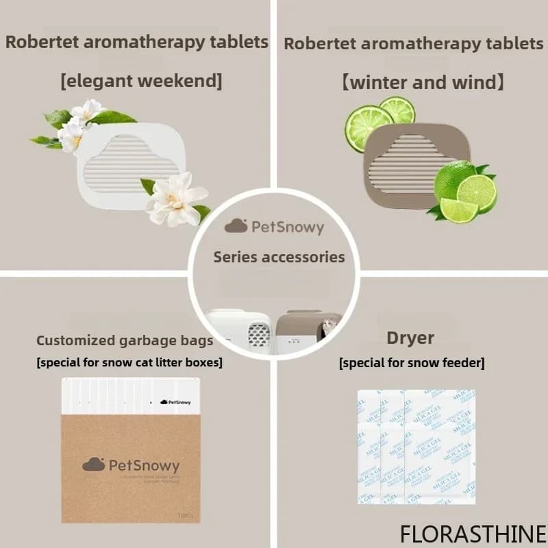PetSnowy Accessories Cats Litter Box Garbage Bag Tablets Aromatherapy Feeder Desiccant Pet Housebreaking Products Supplies
