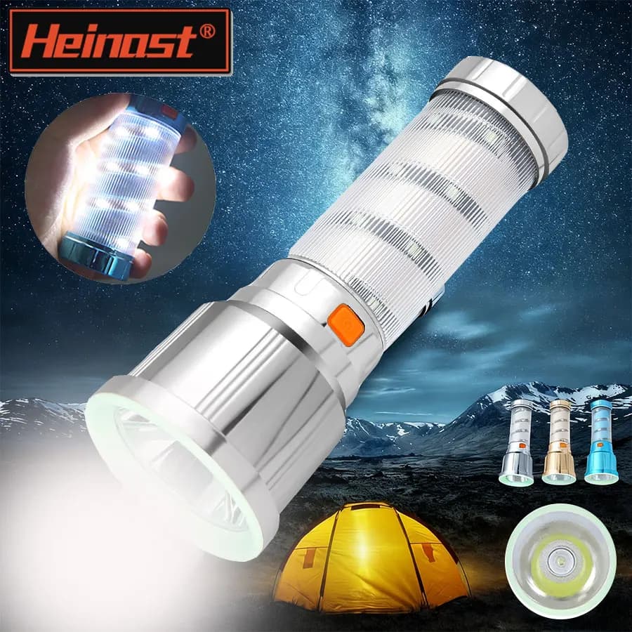 High Power LED Flashlights Camping Torch Lamp With Side Light USB Rechargeable Emergency Portable Hand Lantern 5 Lighting Mode