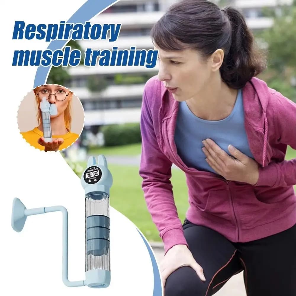 Adjustable Resistance Respiratory Trainer, Ergonomic Design, Practical Abdominal Muscle Trainer, Deep Breathing with Counter