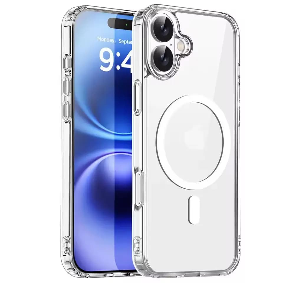 For iPhone 18 17 16 15 14 13 12 11 7 8 Pro Max Plus Mini Air Magnetic Transparent Phone Case Magsafe Silicone Protective Cover