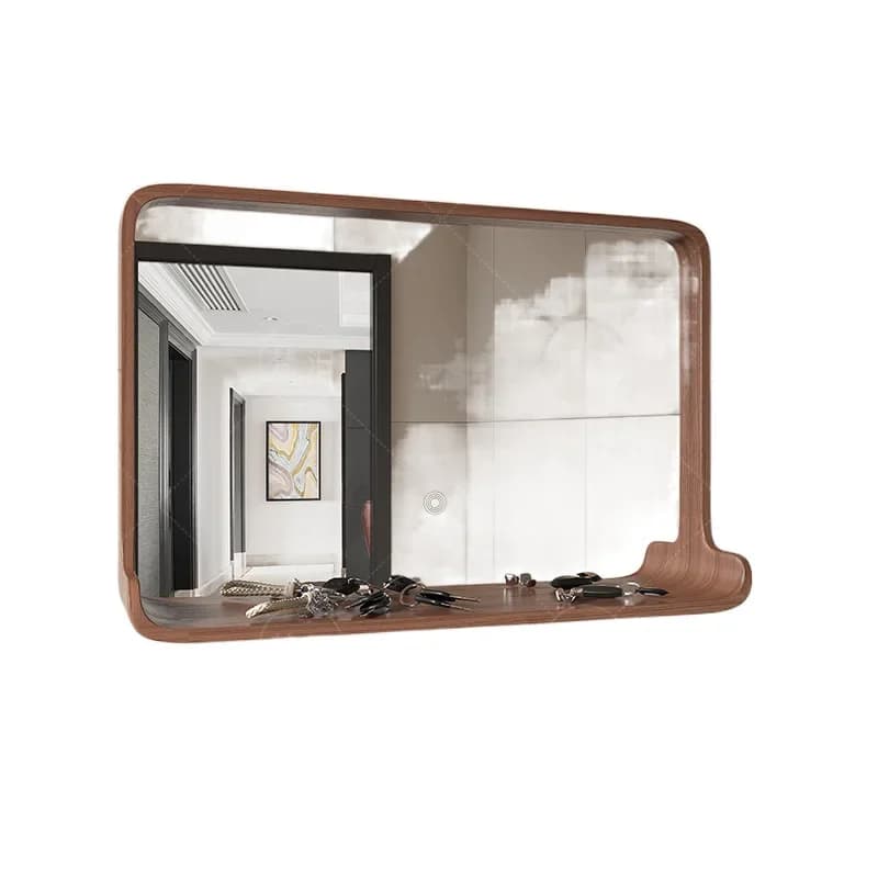 Specchio da bagno in legno massello Specchio cosmetico Lavabo a parete Produttore di specchi da bagno a parete a led