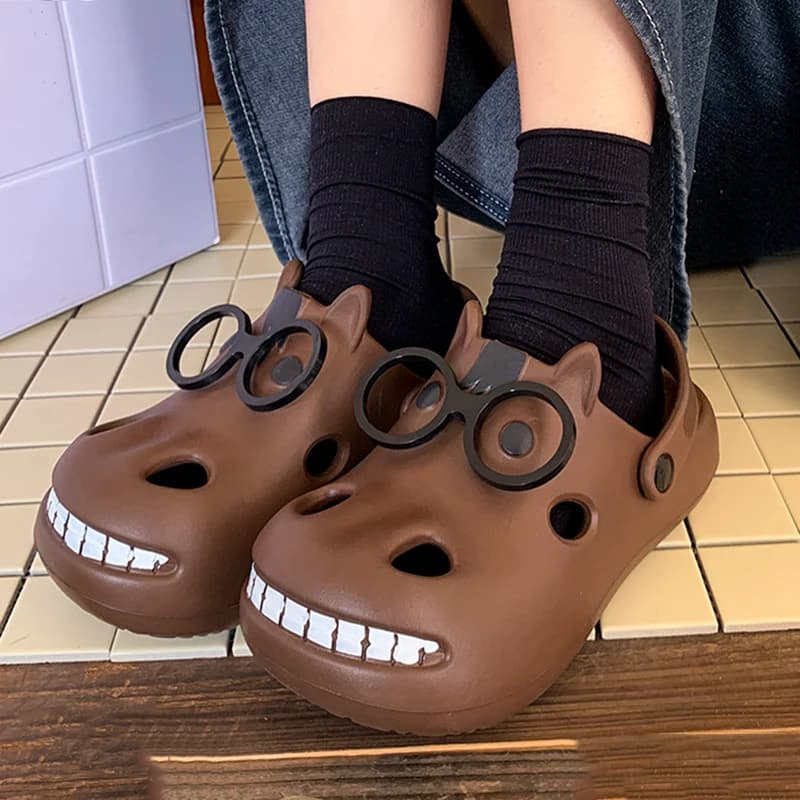 Funny Cartoon Platform Clogs for Women 2026 Summer Couple Soft Sole Non Slip Beach Sandals Woman Comfortable Eva Slippers 36-45