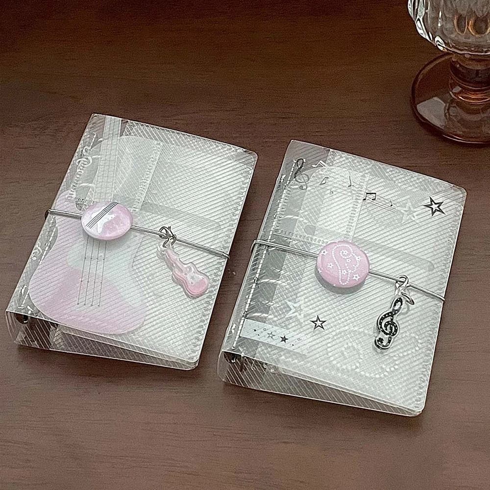 Album Fotografico M5 con Chiusura a Laccio, Tema Musicale, in PP Twill, Pieghevole in Tre, Organizzatore per Carte, Agenda Portatile