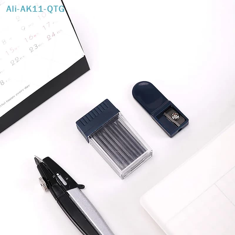 Hot！1 Set Mine Compas Pointer Sharpener Pencil Lead Stationery Compass Core With 2mm Manual Office Portable Storage
