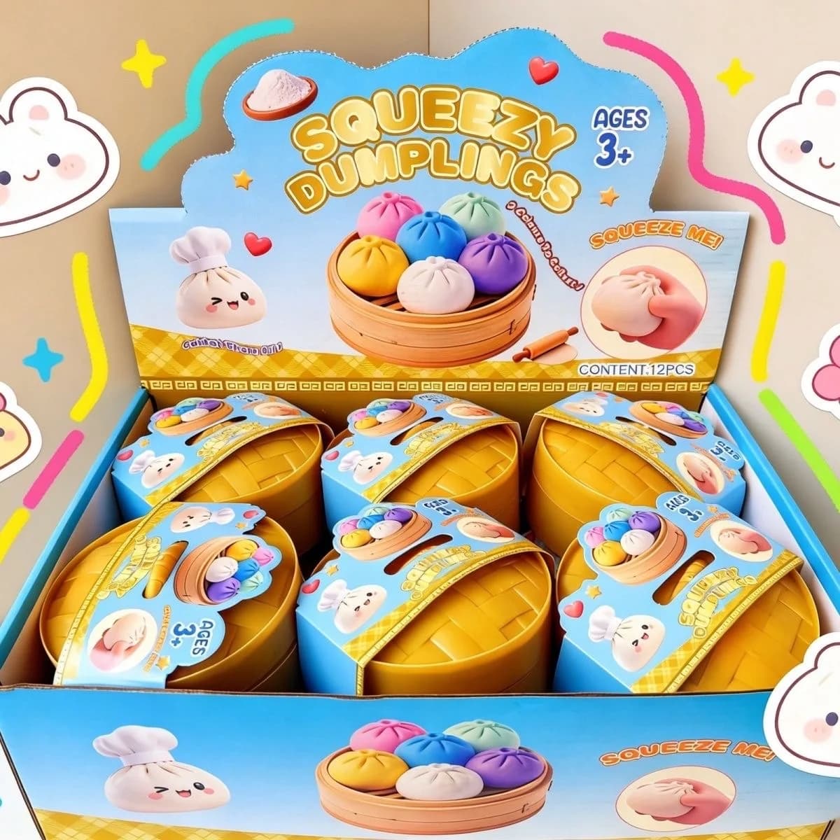 Squishies Antistress, Giocattoli Sensoriali Fidget, Simulazione Cibo, Squishies a Forma di Panino con Vapore, Palline Spremibili, Regali