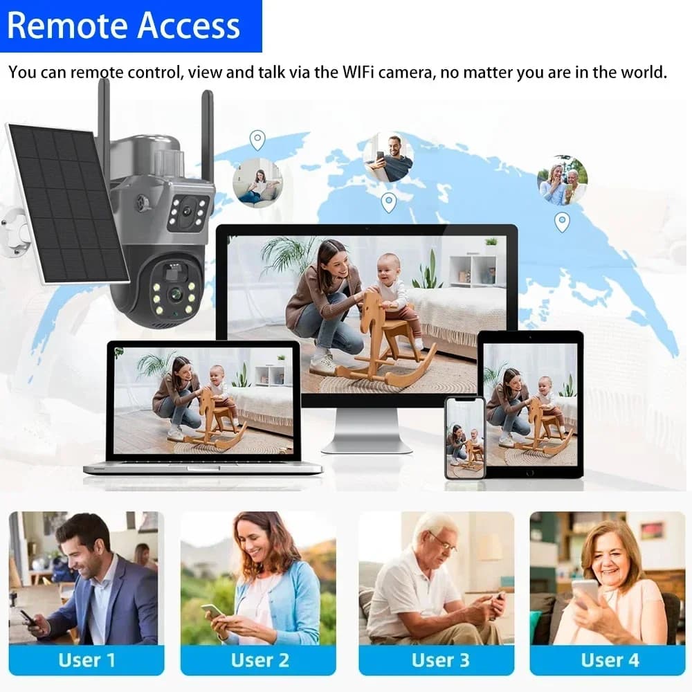 2.4G/5G Dual Band WiFi6 Eseecloud 8MP Outdoor Solar PTZ CCTV Wireless Weatherproof Color Night Vision For Home Security Camera