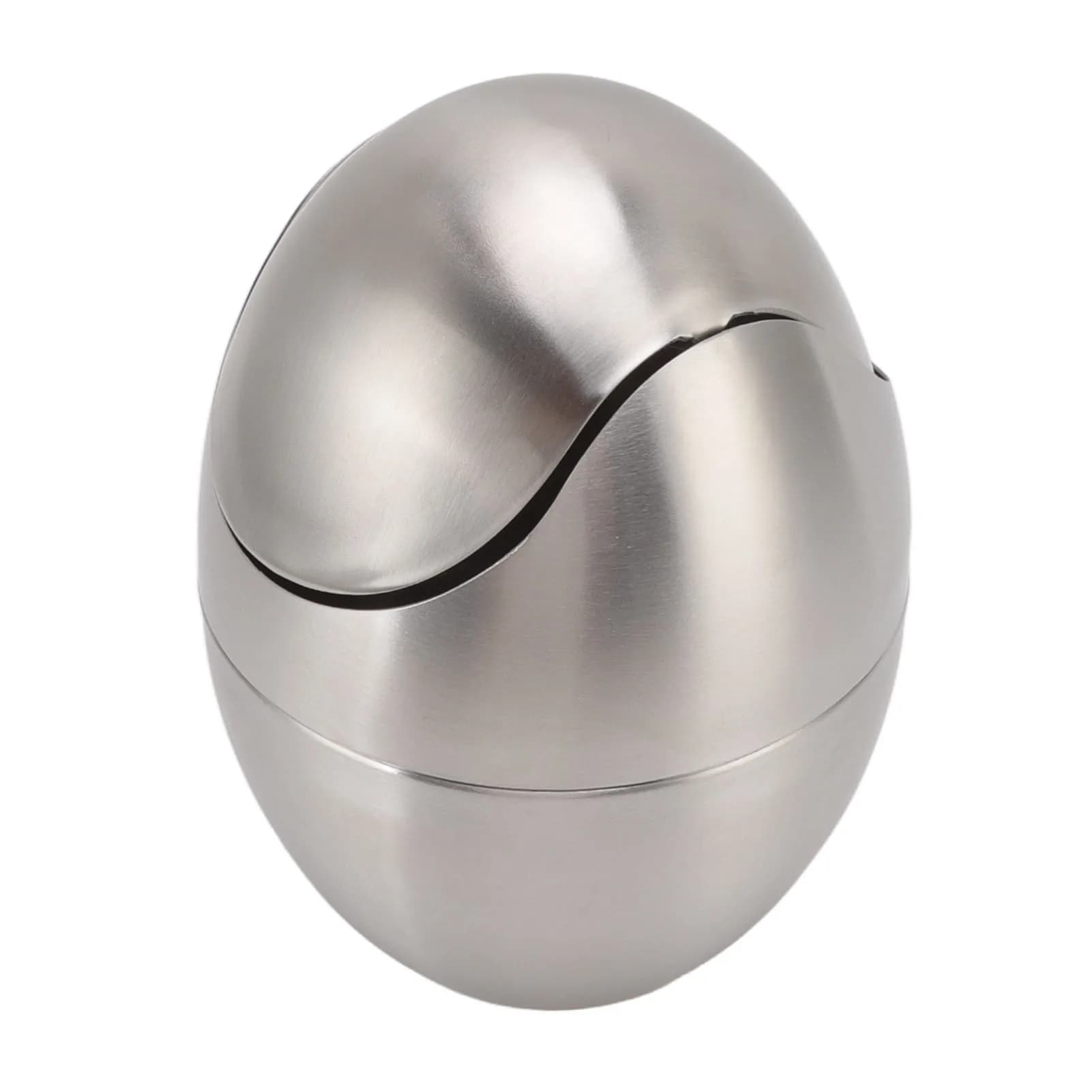 Stainless Steel Egg Shape Desktop Waste Bins, Mini Garbage Basket, Trash Can, Dustbin, Sundries Barrel, Storage Box