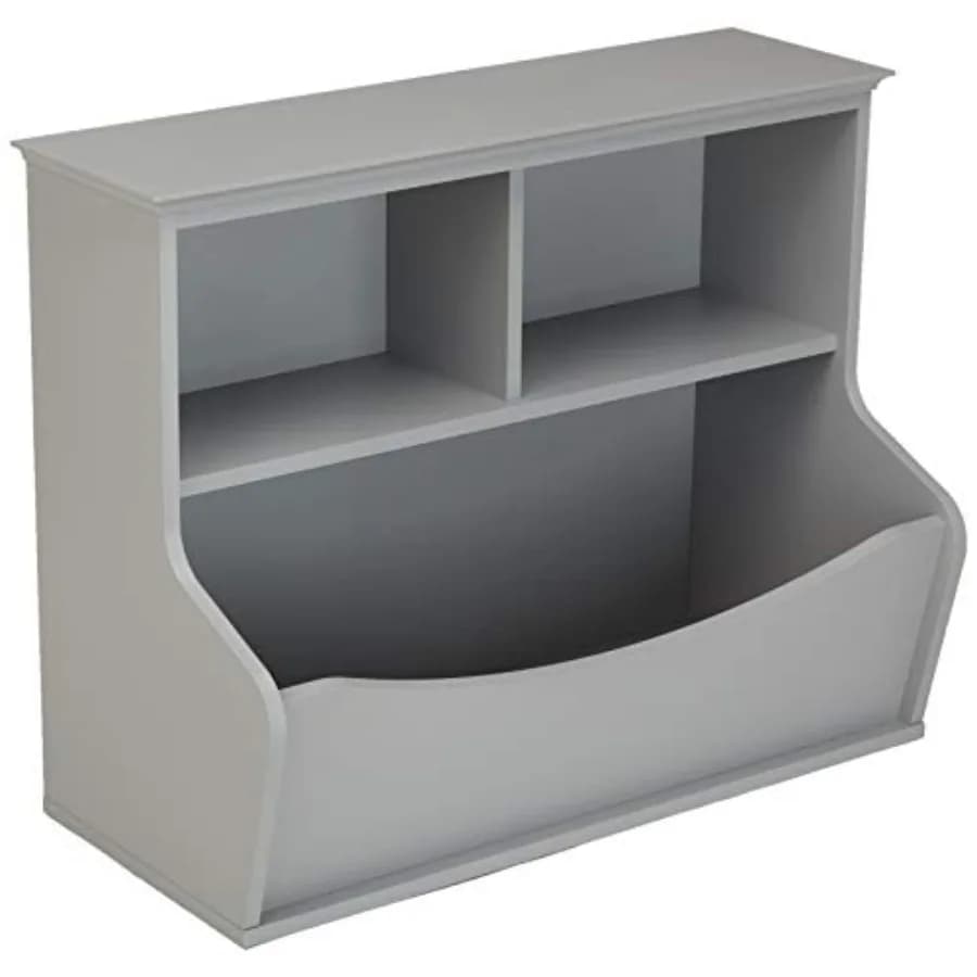 Libreria multifunzionale a 3 ripiani e organizer per riporre giocattoli, per camera da letto e sala giochi, grigio, 31,25"W x 14,84"D x 24,56"H