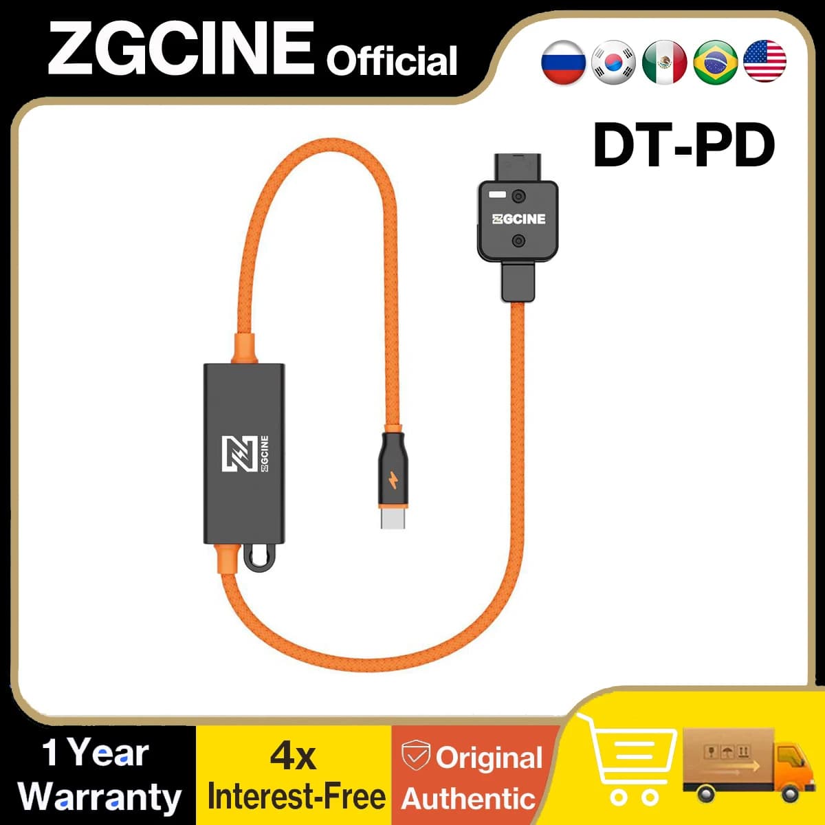 Cavo di ricarica bidirezionale intrecciato ZGCINE DT-PD 20'' D-Tap a USB-C PD per batteria V-Mount, fotocamera mirrorless, telefono, tablet